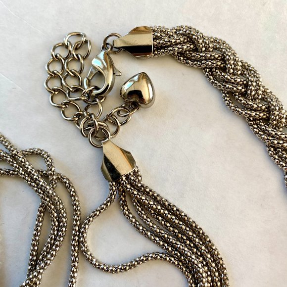 Vintage Silver Tone Long Braided Rope Necklace from Bloomingdales - Picture 1 of 13